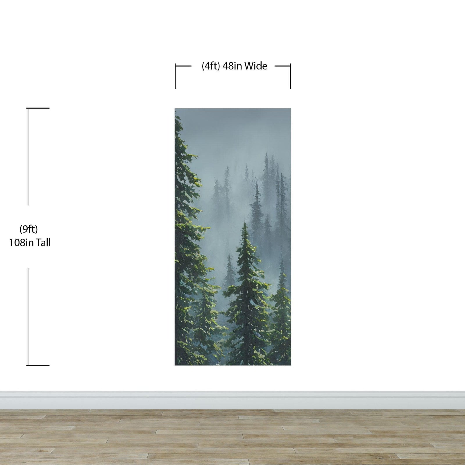 Nature Rainforest Wall Mural Wallpaper. Misty Forest Landscape. #6494