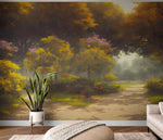 Vintage Trees in Park Wallpaper. Peel and Stick Wall Mural. #6496
