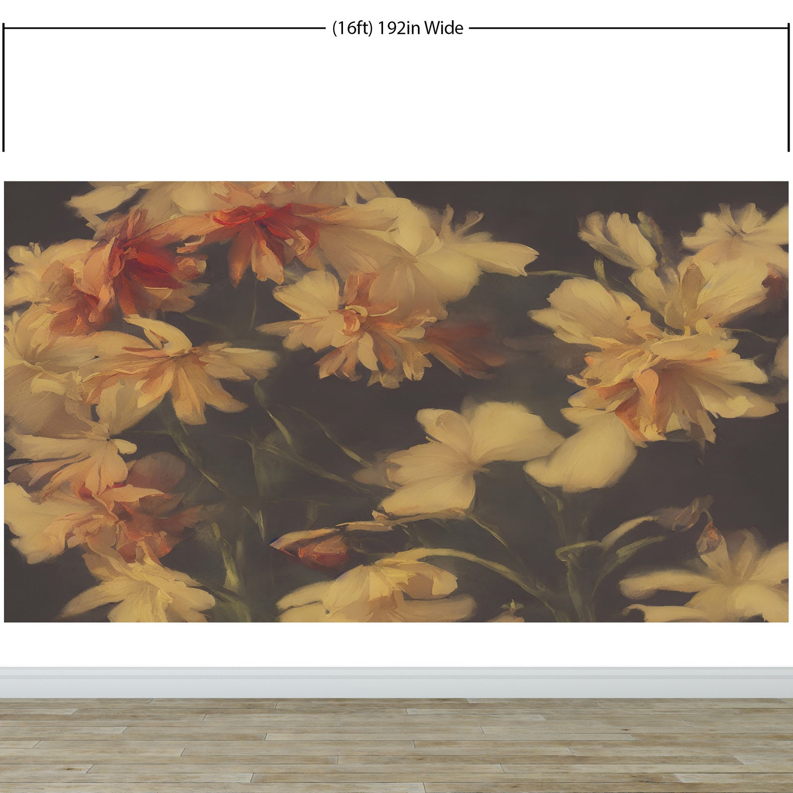 Vintage Dark Background with Yellow Flowers Botanical Wallpaper. #6497