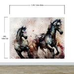 Horse Galloping Watercolor Painting. Cowboy Peel and Stick Wall Mural. #6500