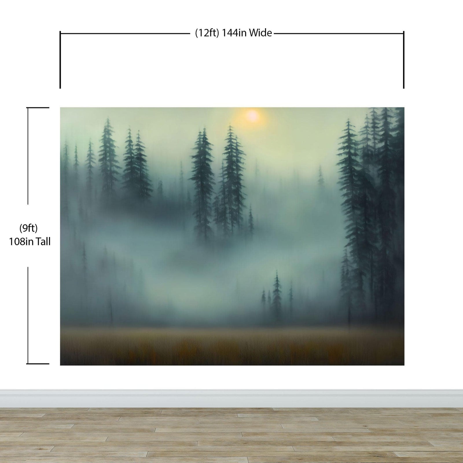 Misty Forest Wallpaper, Peel and Stick Wall Mural. #6501