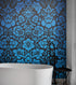 Damask Wallpaper Blue Color on Dark Background Pattern Wallpaper Peel and Stick Wall Mural Home Decor #6518