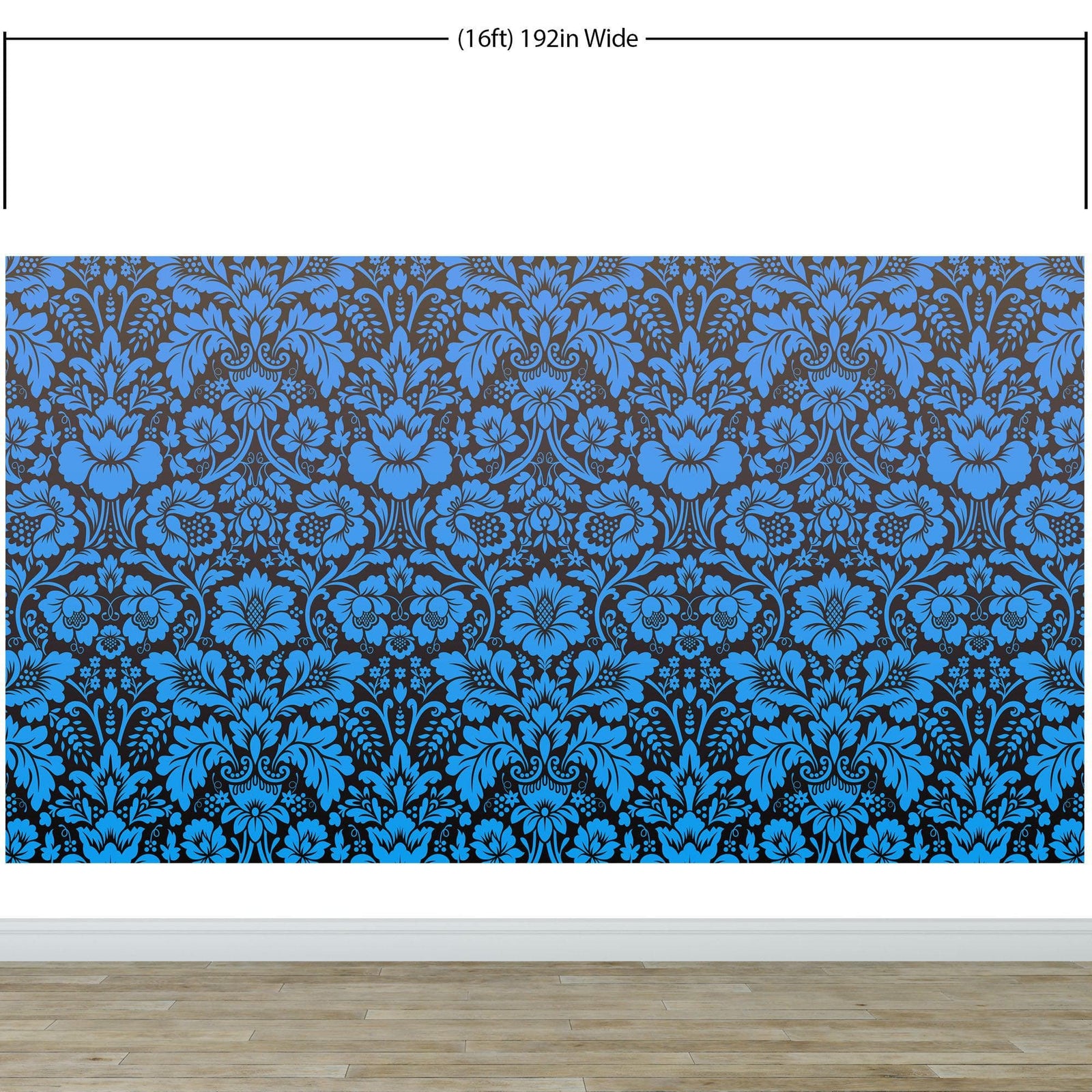 Damask Wallpaper Blue Color on Dark Background Pattern Wallpaper Peel and Stick Wall Mural Home Decor #6518