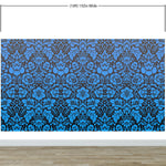 Damask Wallpaper Blue Color on Dark Background Pattern Wallpaper Peel and Stick Wall Mural Home Decor #6518