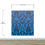 Damask Wallpaper Blue Color on Dark Background Pattern Wallpaper Peel and Stick Wall Mural Home Decor #6518