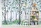 Nursery Woodland Forest Wallpaper. Watercolor Birch Tree Forest Wall Mural. #6525
