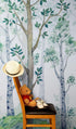 Nursery Woodland Forest Wallpaper. Watercolor Birch Tree Forest Wall Mural. #6525