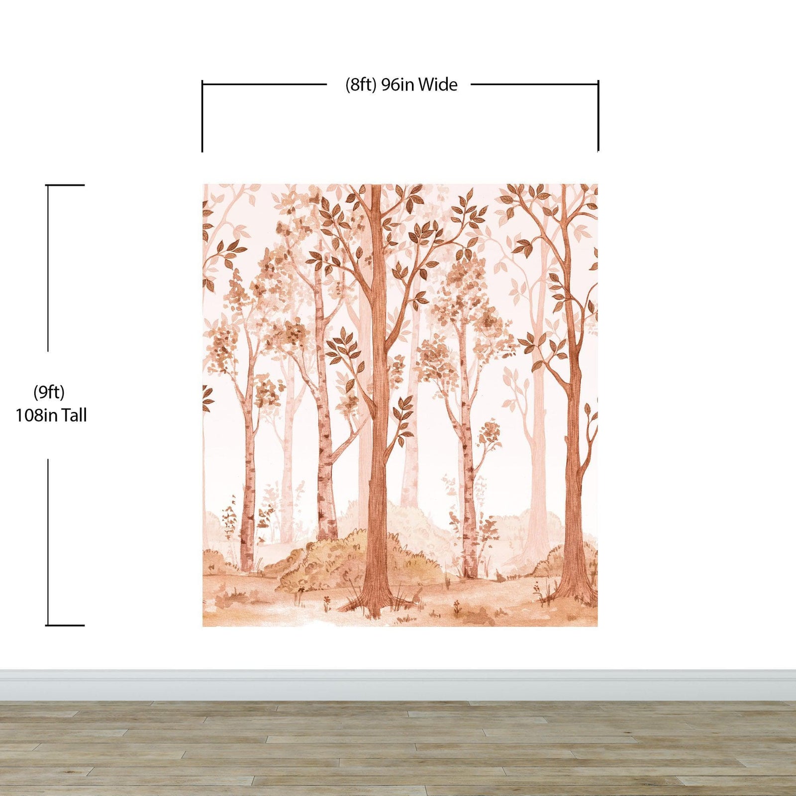 Sepia Tone Nursery Woodland Forest Wallpaper. Watercolor Birch Tree Forest Wall Mural. #6526