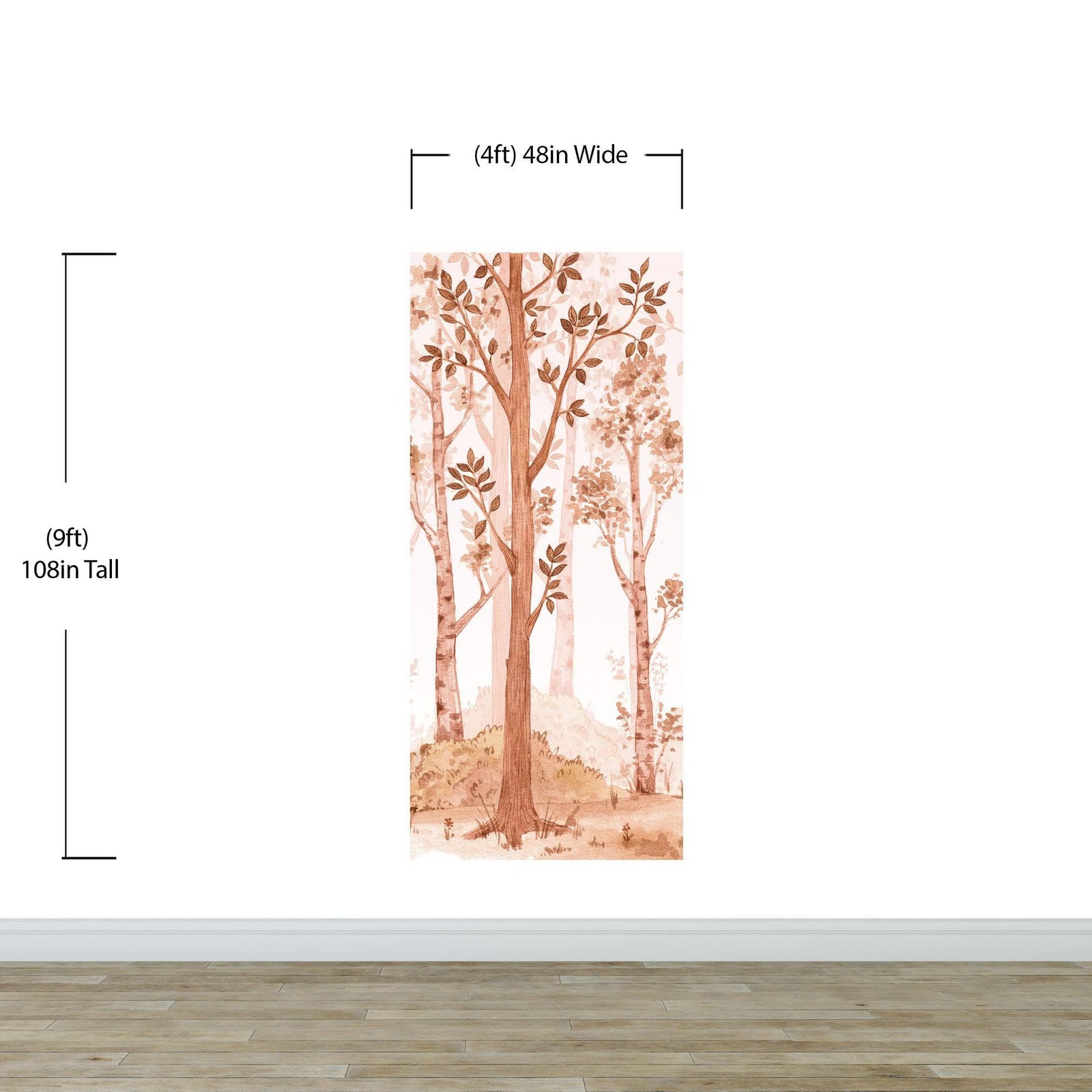 Sepia Tone Nursery Woodland Forest Wallpaper. Watercolor Birch Tree Forest Wall Mural. #6526