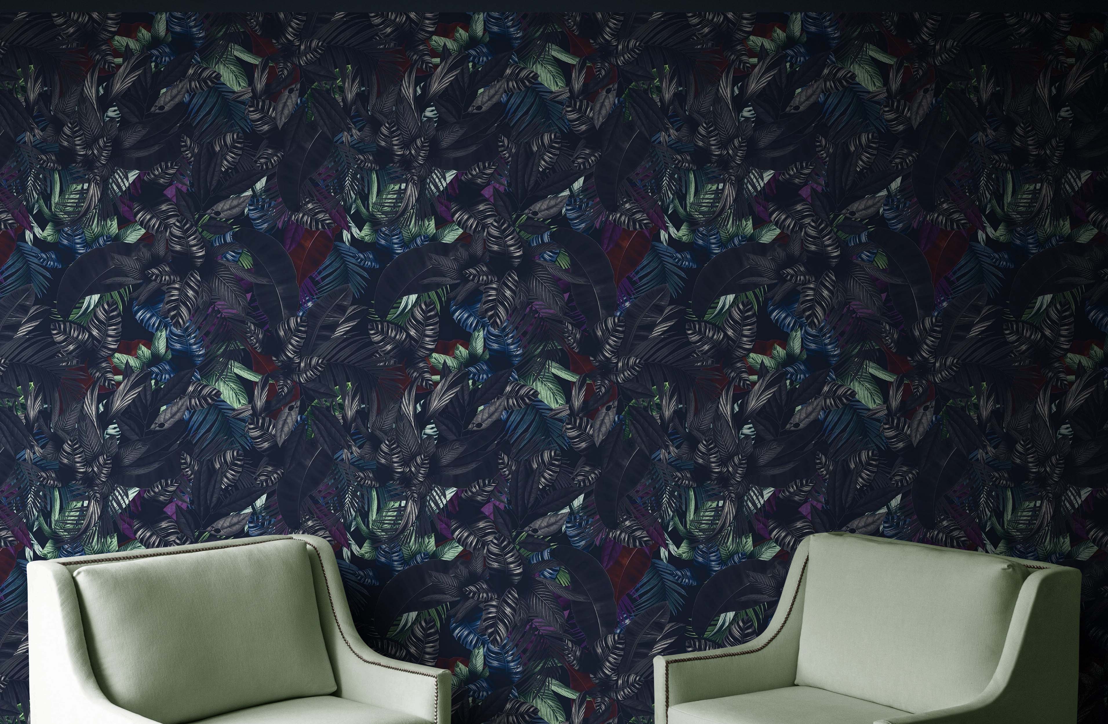 Pastel Color Tropical Leaves In a Dark Jungle Background Wallpaper #6537