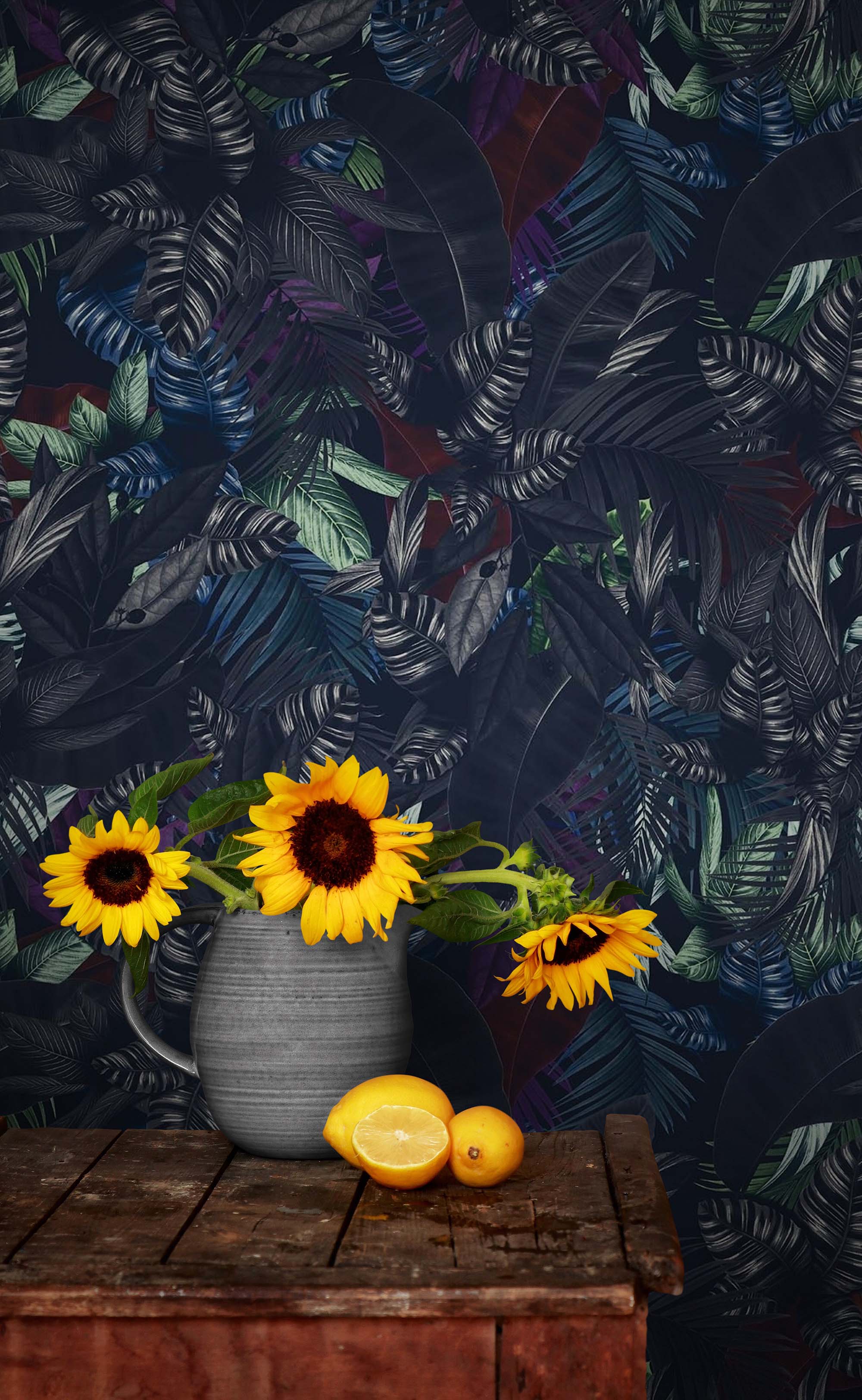 Pastel Color Tropical Leaves In a Dark Jungle Background Wallpaper #6537