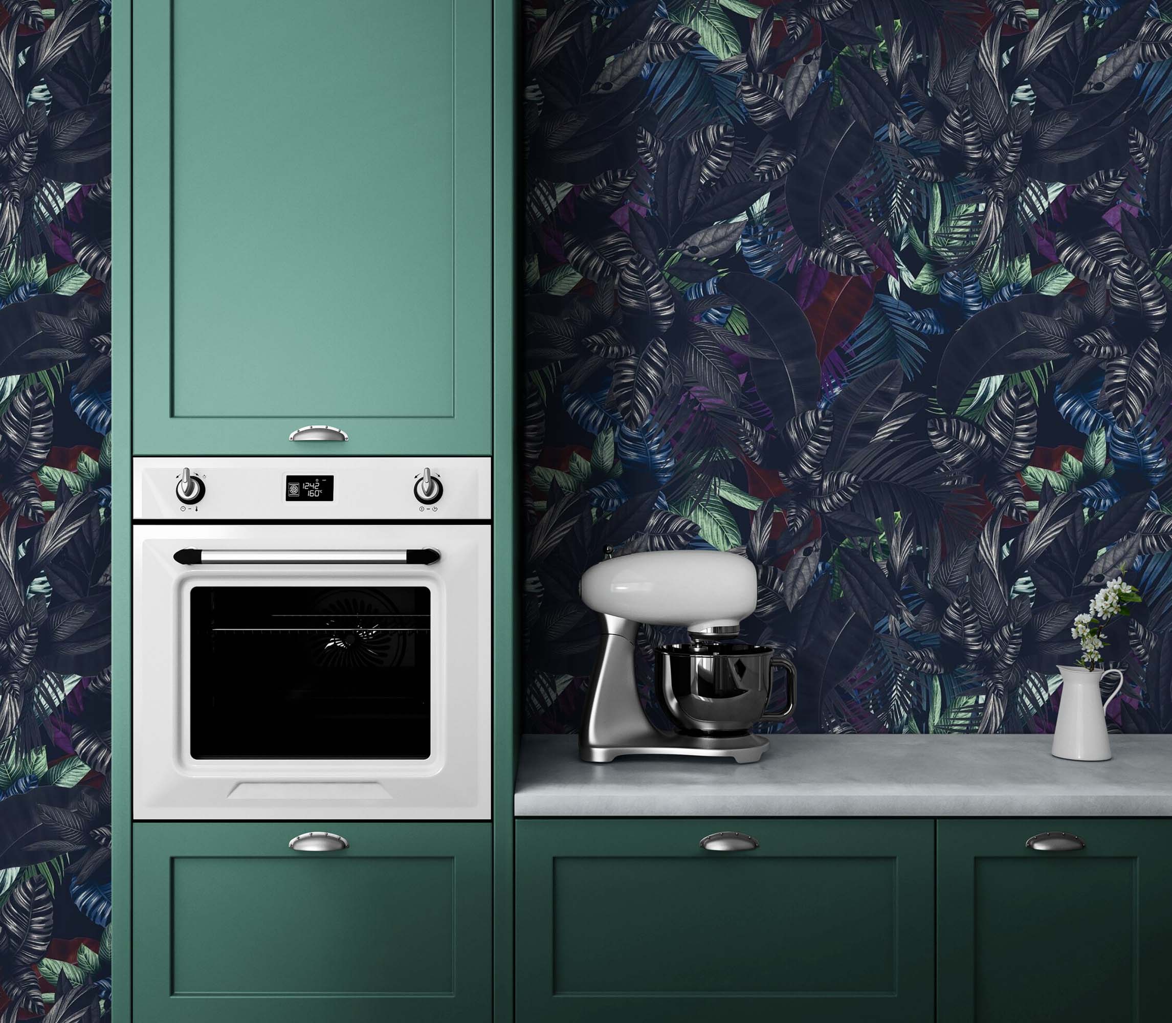 Pastel Color Tropical Leaves In a Dark Jungle Background Wallpaper #6537