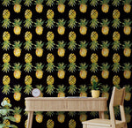 Pineapple Wallpaper. Pink, Purple, or Black Color Peel and Stick Wall Mural. #6538