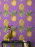 Pineapple Wallpaper. Pink, Purple, or Black Color Peel and Stick Wall Mural. #6538