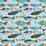 Underwater Fish Wallpaper. Colorful Tropical Fish Pattern Peel and Stick Wall Mural. #6540