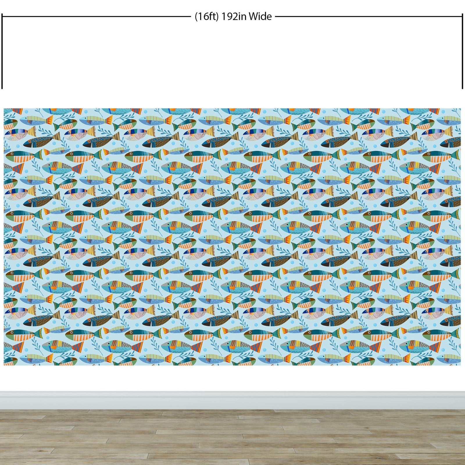 Underwater Fish Wallpaper. Colorful Tropical Fish Pattern Peel and Stick Wall Mural. #6540