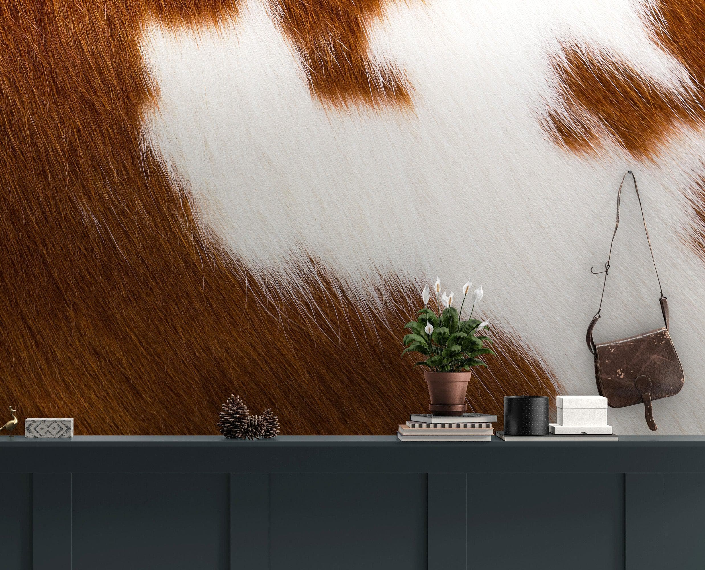 Country-Style Cowhide Wallpaper for Rustic Home Decor. #6541