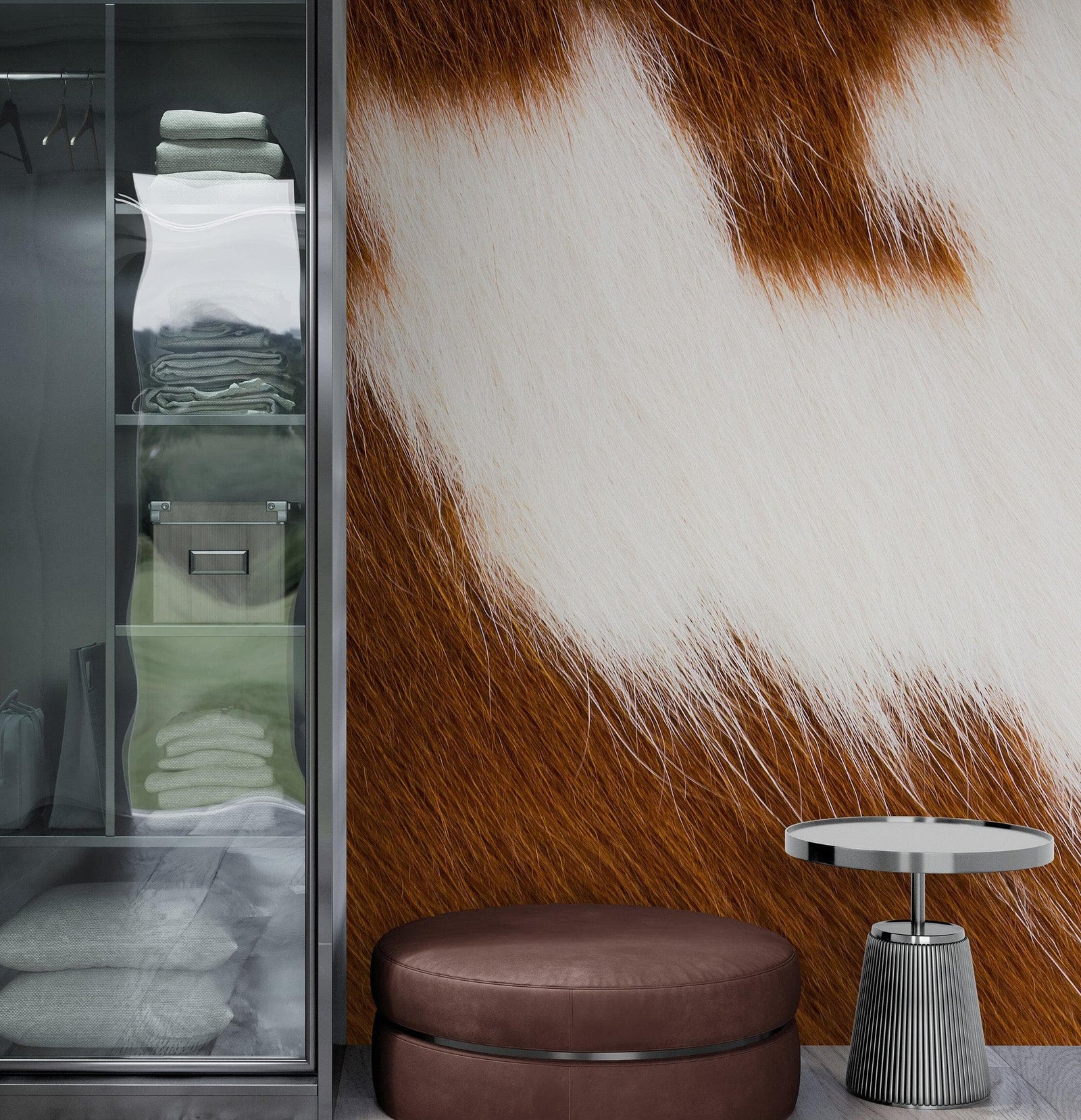 Country-Style Cowhide Wallpaper for Rustic Home Decor. #6541