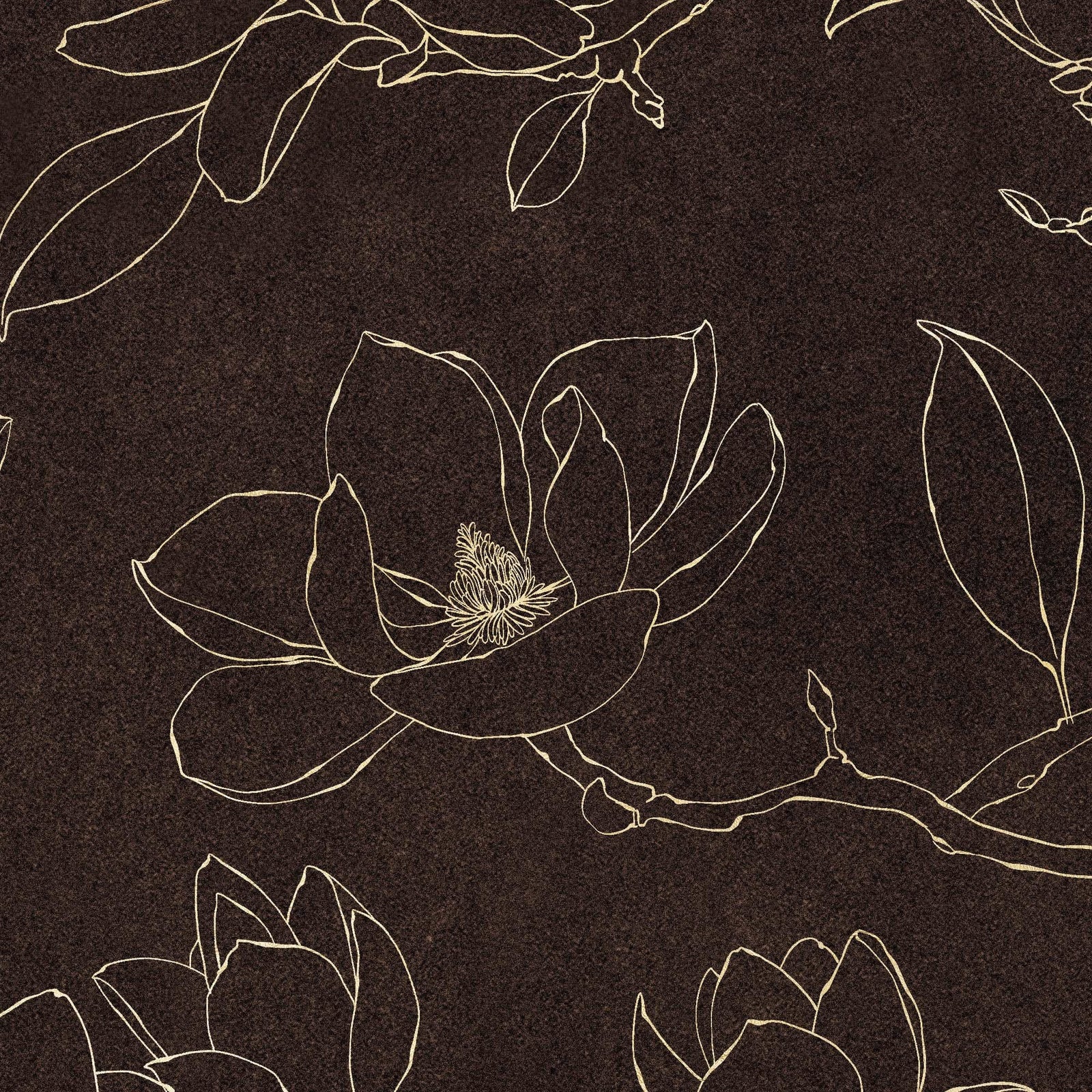 Dark Brown Wallpaper. Chinoiserie Flower Pattern Wallpaper. #6557