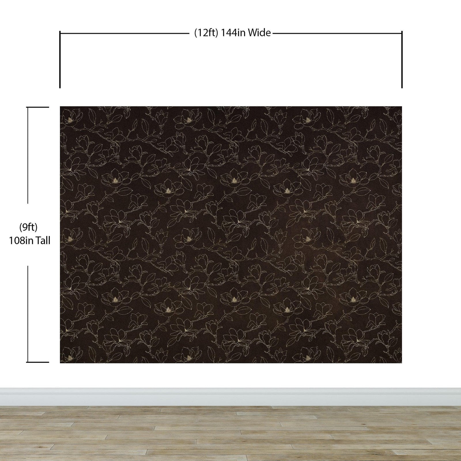 Dark Brown Wallpaper. Chinoiserie Flower Pattern Wallpaper. #6557