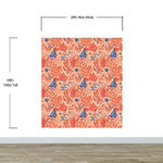 Fern Botanical Wallpaper. Colorful Orange Wall Mural. #6558