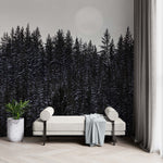 Foggy Forest Wall Mural. Peel and Stick Wallpaper. Monotone Grey Nature Wallpaper. Rain Forest Wall Mural. #6560