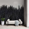 Foggy Forest Wall Mural. Peel and Stick Wallpaper. Monotone Grey Nature Wallpaper. Rain Forest Wall Mural. #6560