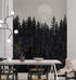 Foggy Forest Wall Mural. Peel and Stick Wallpaper. Monotone Grey Nature Wallpaper. Rain Forest Wall Mural. #6560