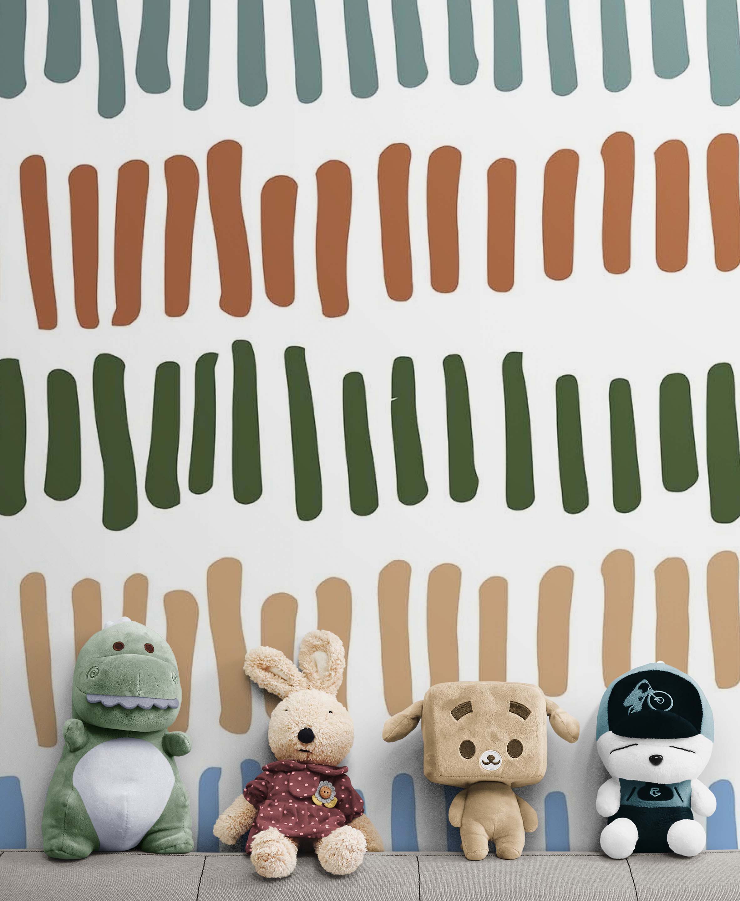 Minimalist Boho Wallpaper Peel and Stick Mural. Pastel Color Brush Strokes Stripes Pattern Design. #6568