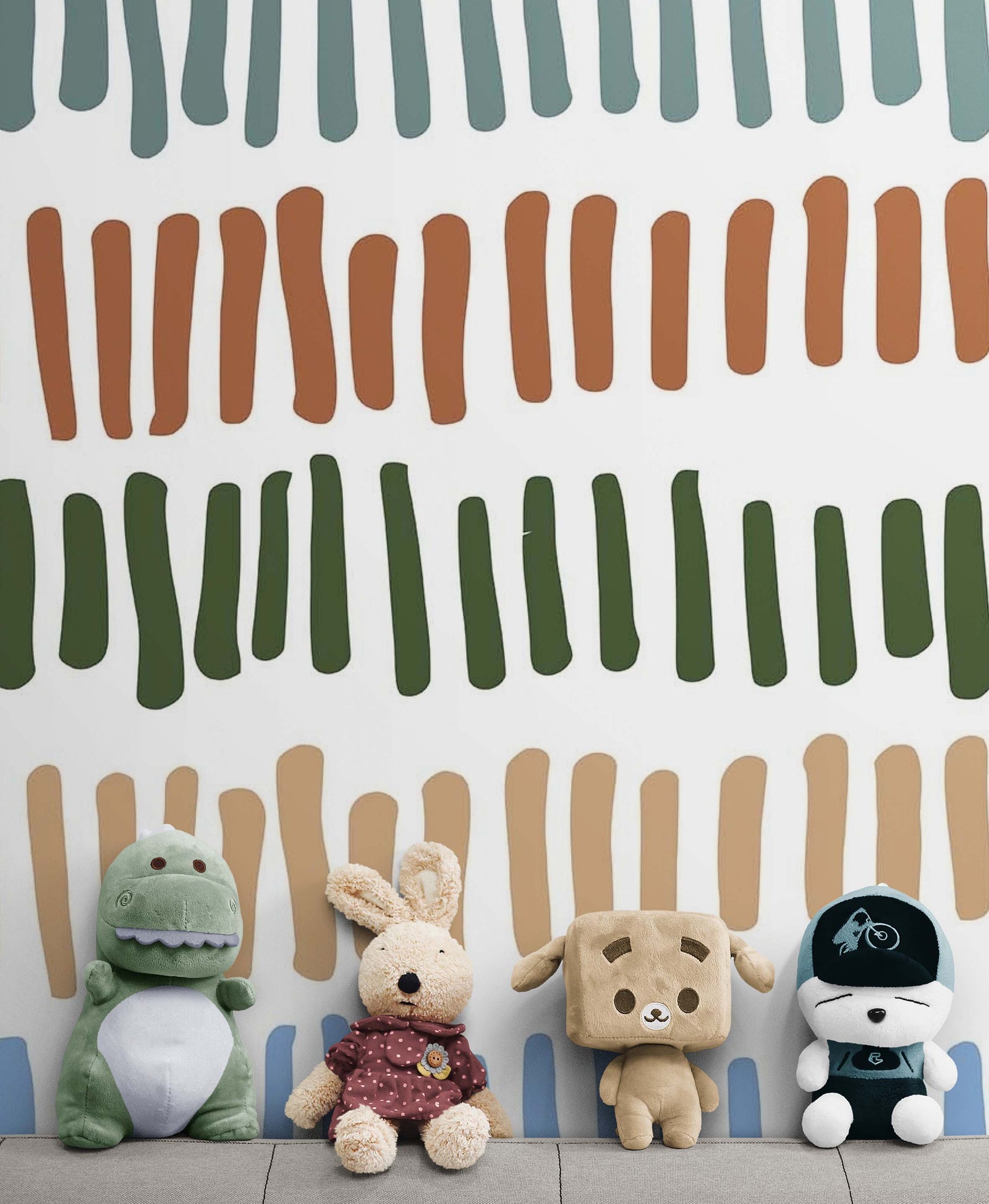 Minimalist Boho Wallpaper Peel and Stick Mural. Pastel Color Brush Strokes Stripes Pattern Design. #6568