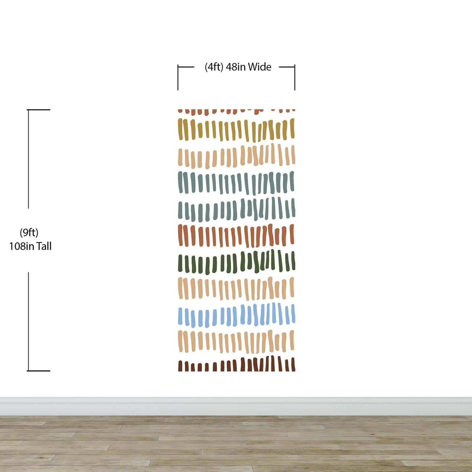 Minimalist Boho Wallpaper Peel and Stick Mural. Pastel Color Brush Strokes Stripes Pattern Design. #6568