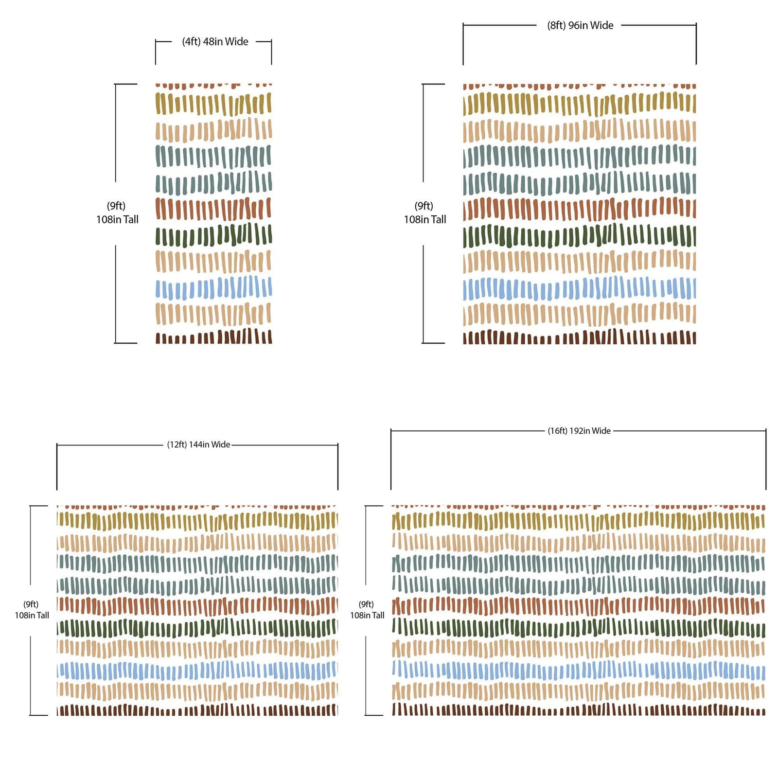 Minimalist Boho Wallpaper Peel and Stick Mural. Pastel Color Brush Strokes Stripes Pattern Design. #6568