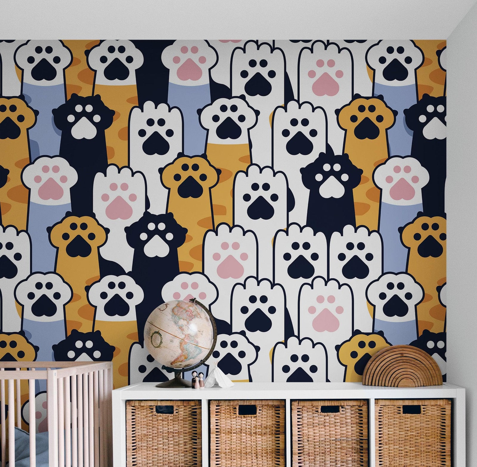 Cat Paws Pattern Wallpaper - Adorable Decor for Kid's and Nursery Rooms #6576