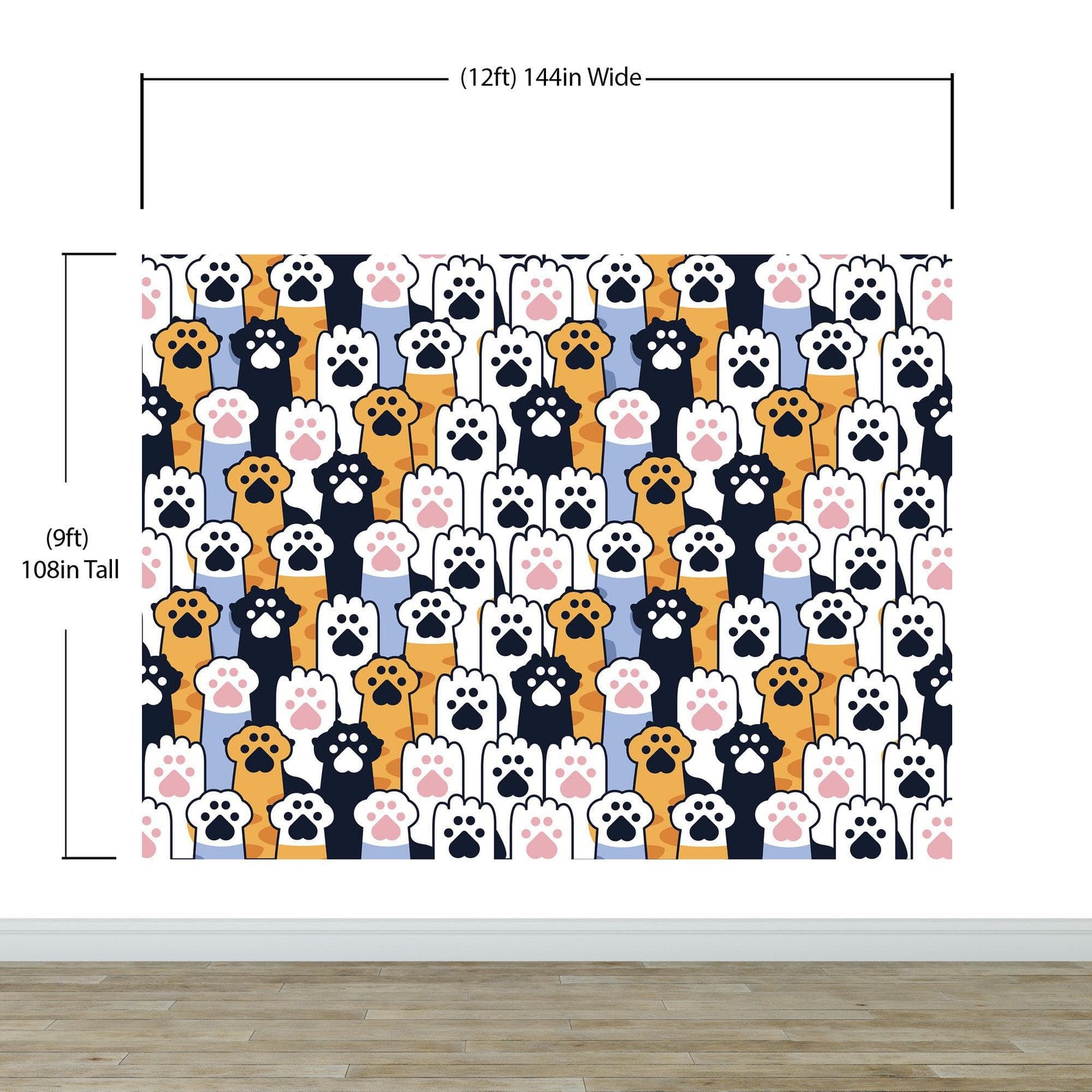 Cat Paws Pattern Wallpaper - Adorable Decor for Kid's and Nursery Rooms #6576