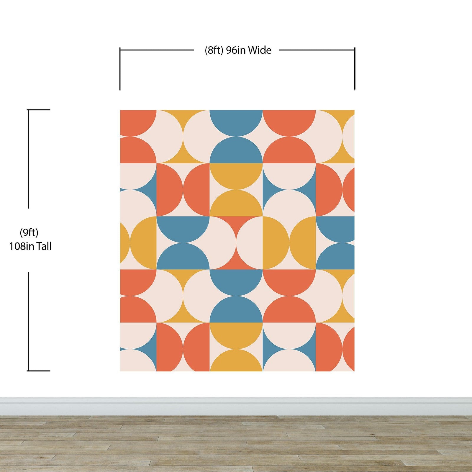 Retro Circle Geometric Wallpaper Peel and Stick Mural. Groovy Shape Patterns Mid Century Modern Retro Design. #6578