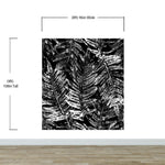 Black and White Fern Botanical Wallpaper. Peel and Stick Mural. #6579