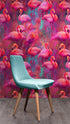 Bright Pink Flamingos Wallpaper - Modern Miami Vibes, Tropical Home Decor #6581