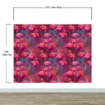 Bright Pink Flamingos Wallpaper - Modern Miami Vibes, Tropical Home Decor #6581