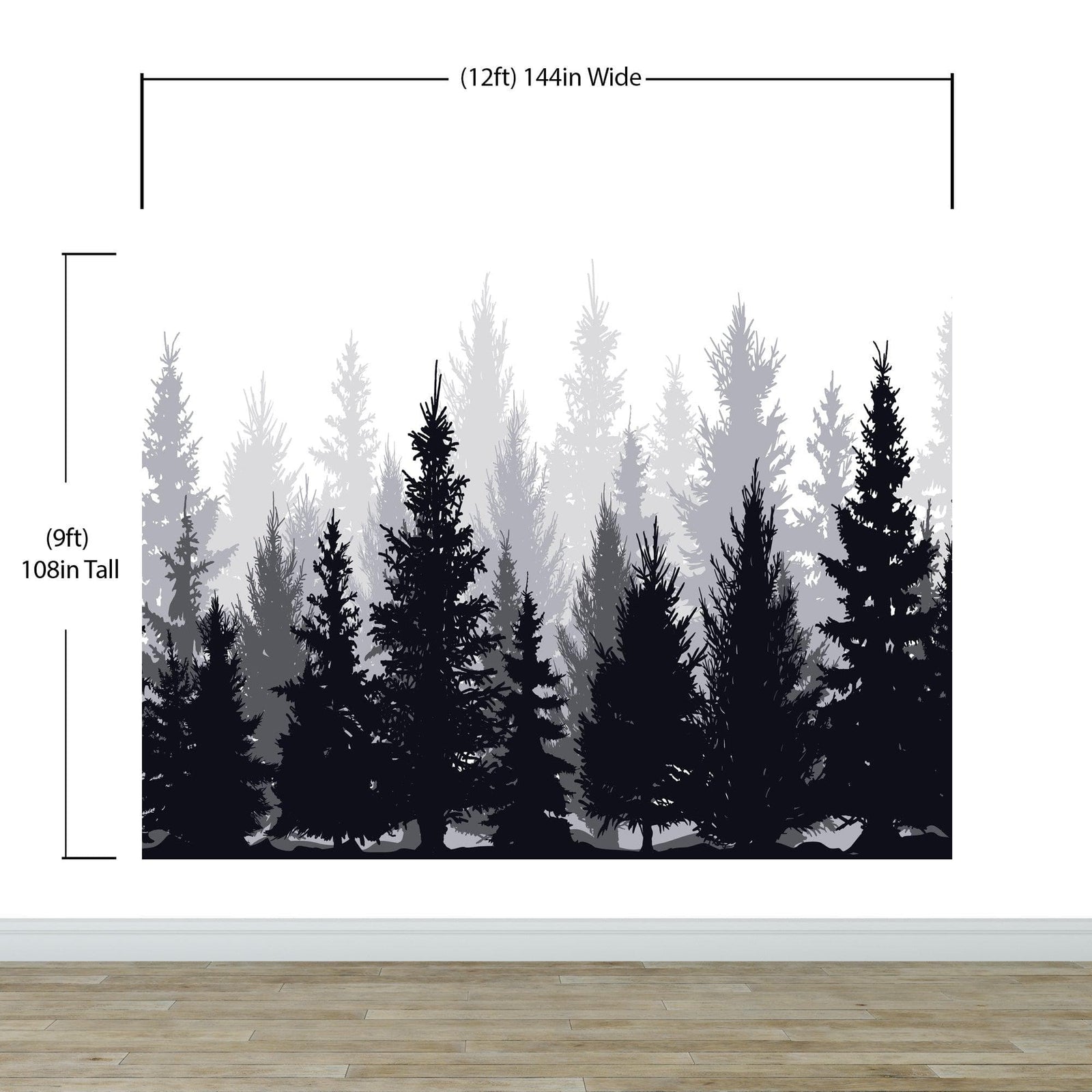 Black and White Pine Tree Forest Wallpaper. #6594
