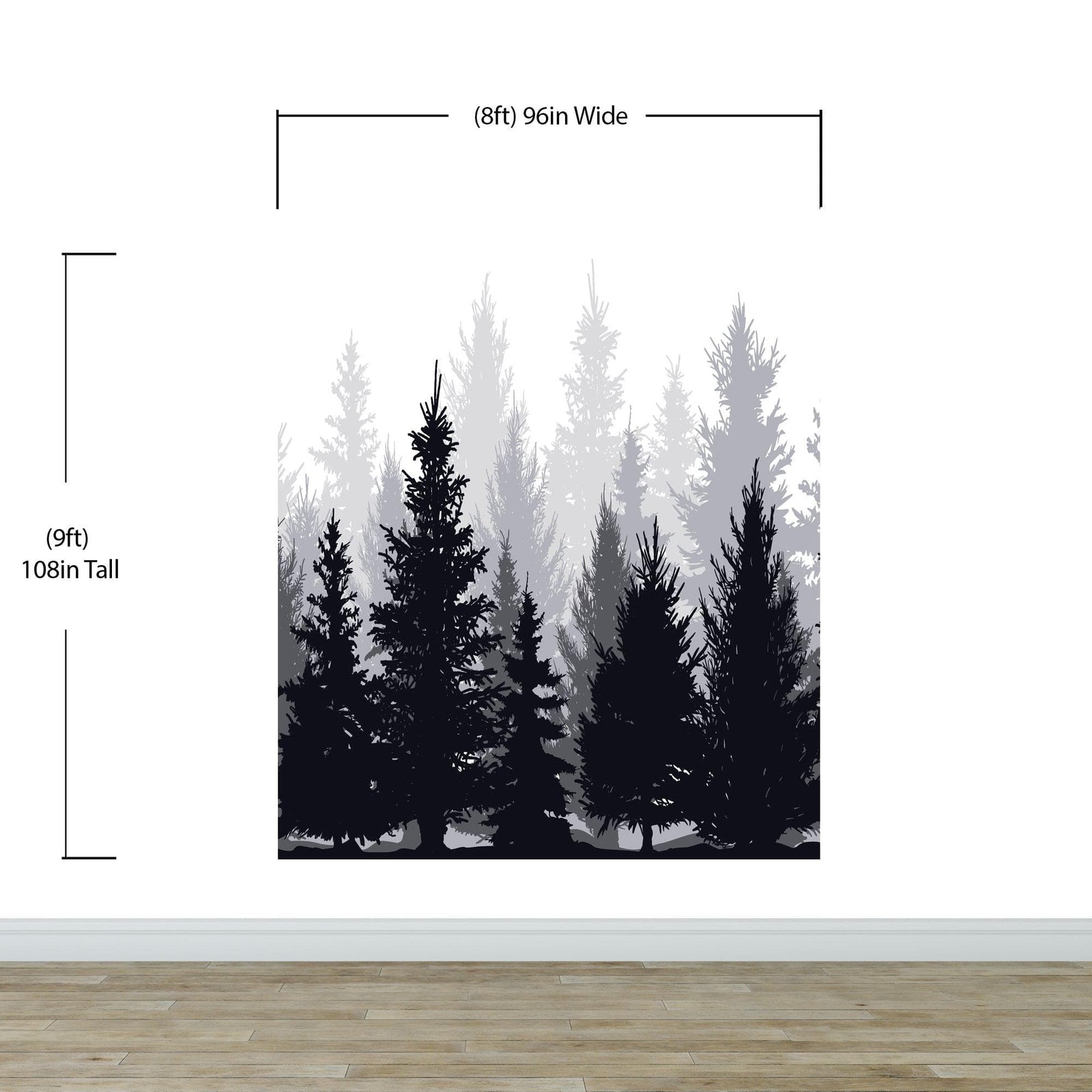 Black and White Pine Tree Forest Wallpaper. #6594