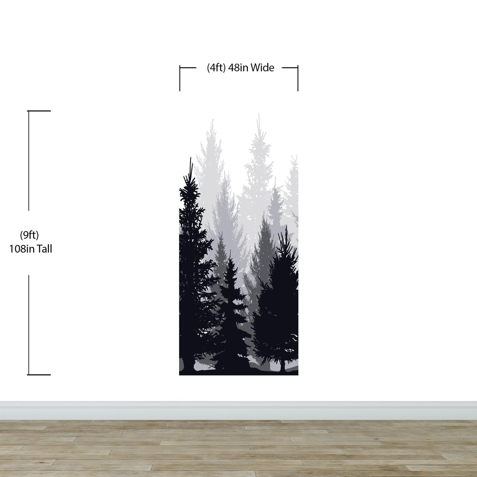 Black and White Pine Tree Forest Wallpaper. #6594