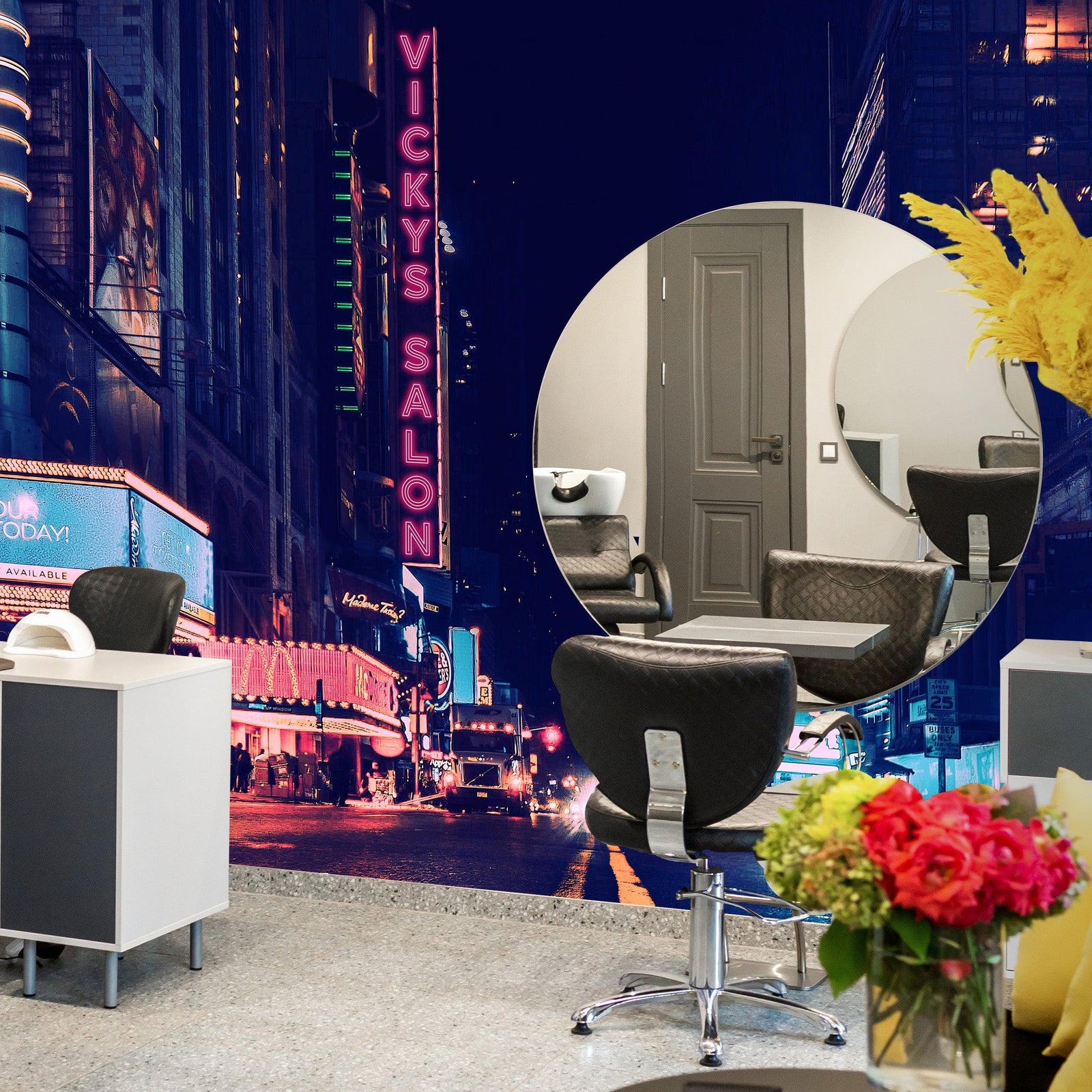 Personalized Neon Name on City Billboard Wall Mural. #6595