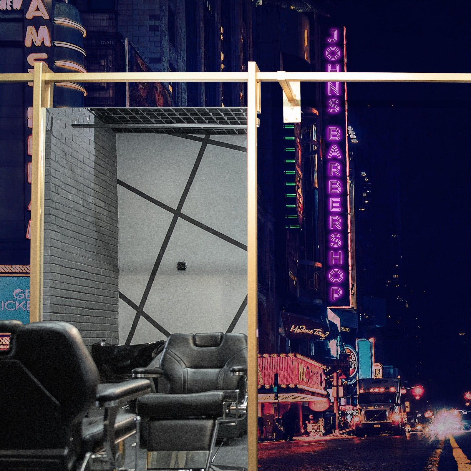 Personalized Neon Name on City Billboard Wall Mural. #6595