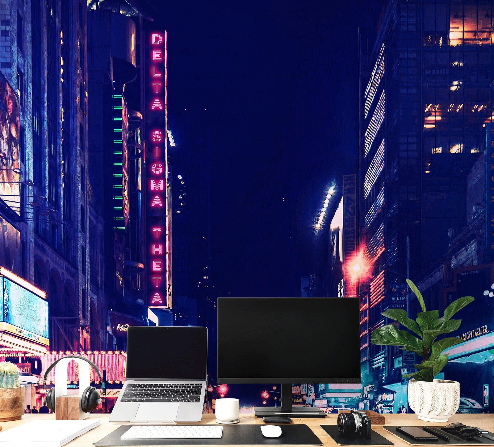 Personalized Neon Name on City Billboard Wall Mural. #6595