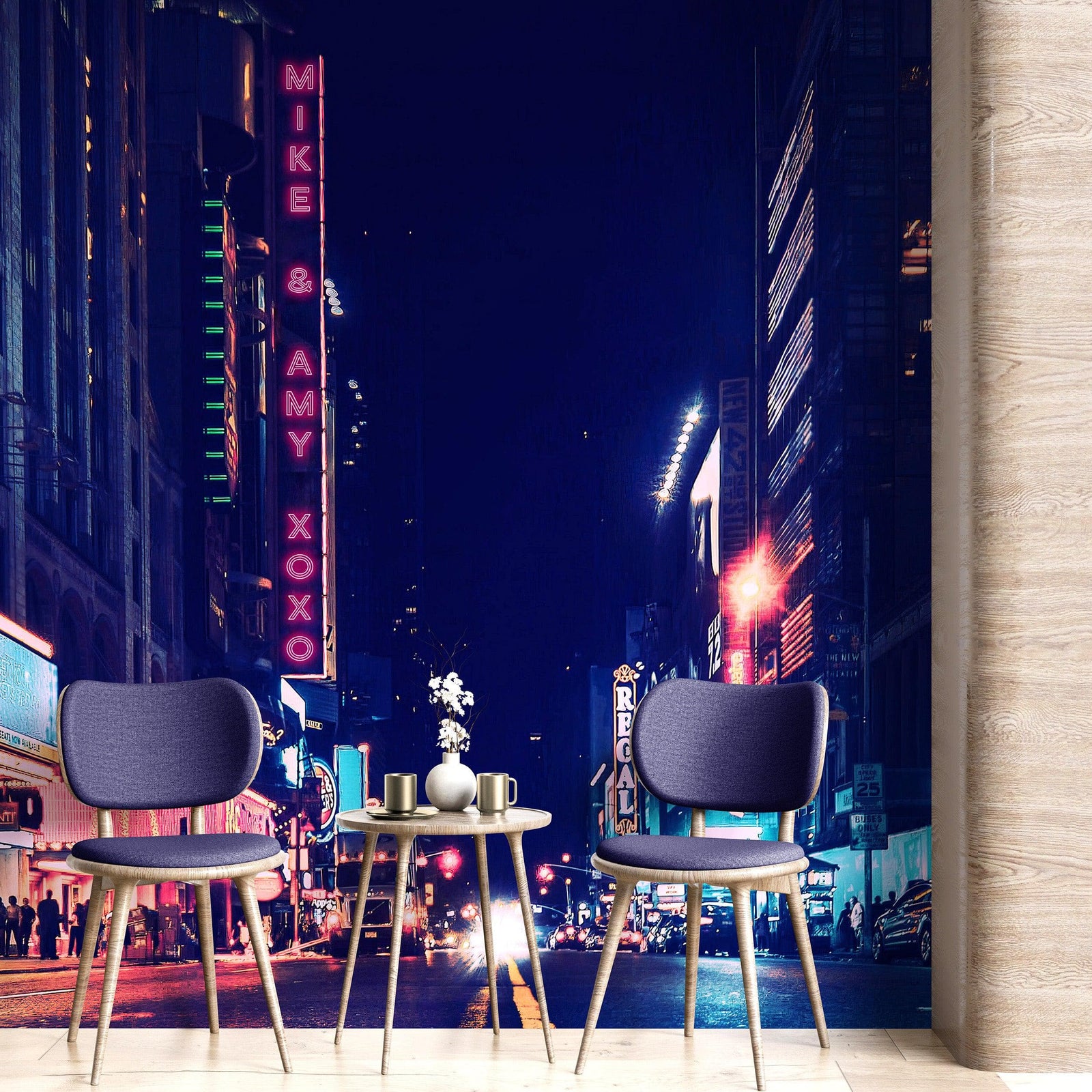 Personalized Neon Name on City Billboard Wall Mural. #6595