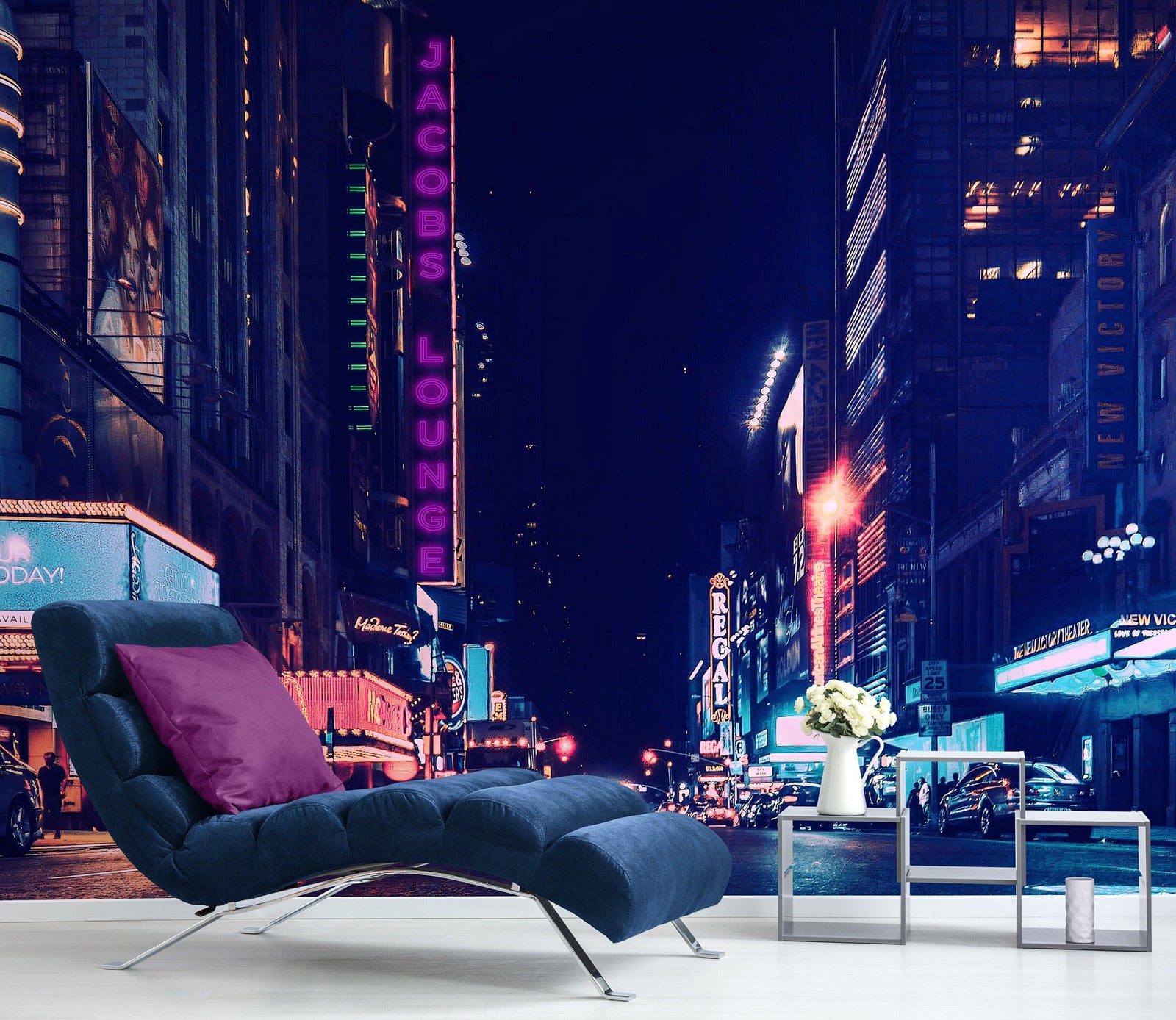 Personalized Neon Name on City Billboard Wall Mural. #6595