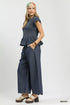 Umgee Smocked Peplum Top with Scalloped Ruffle Cap Sleeves