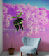 Tranquil Park Scene Wallpaper - Pink Pastel with Trees and Lake Wall Mural #6601