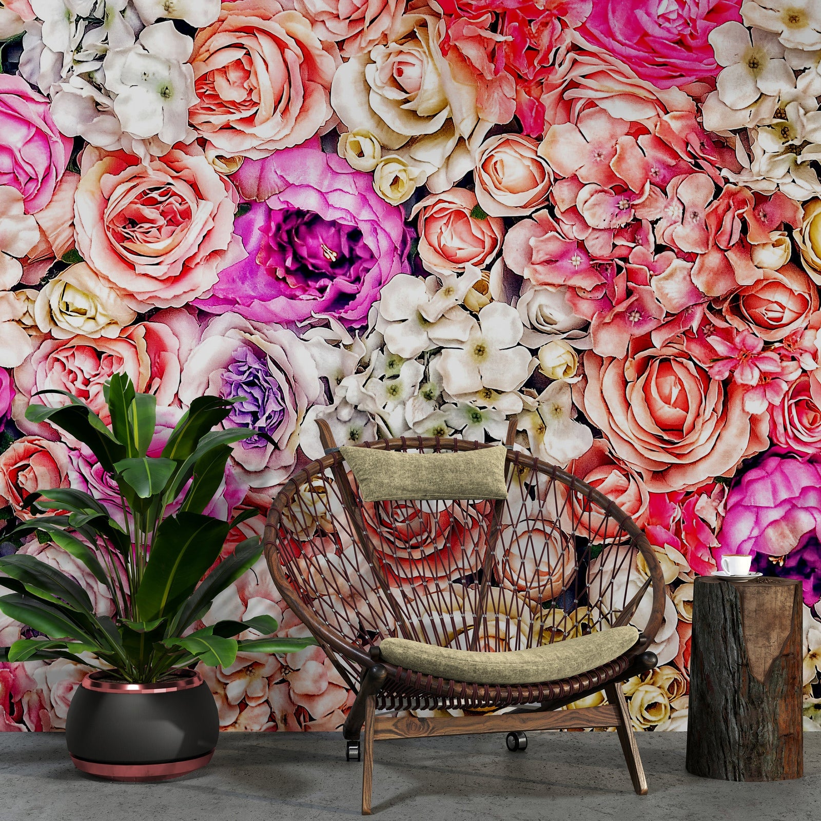 Vibrant Floral Bliss Wallpaper Mural - Colorful Roses and Flower Arrangements #6602