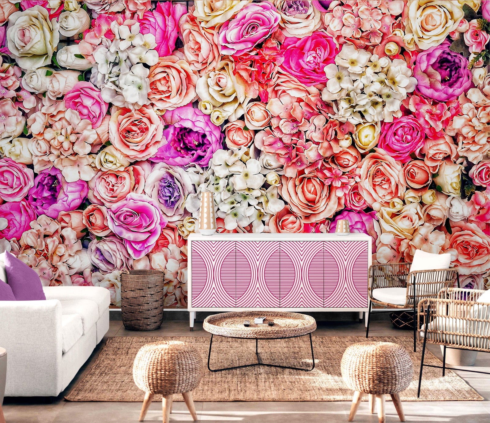 Vibrant Floral Bliss Wallpaper Mural - Colorful Roses and Flower Arrangements #6602